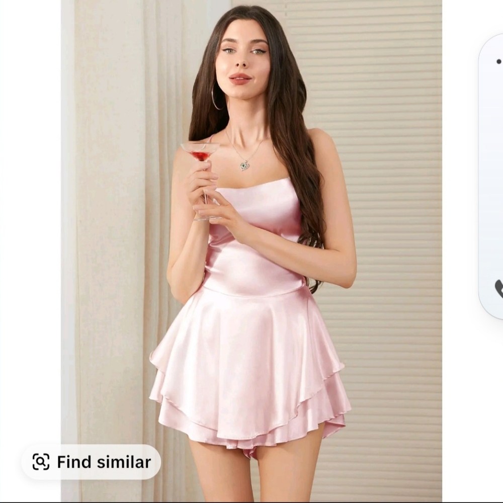Pink Satin Layered Dress